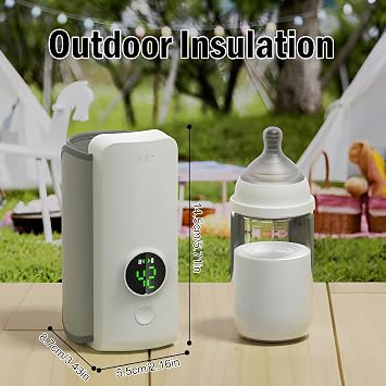 Portable Bottle Warmer for Travel, Fast Heating - Travel Bottle Warmer with Battery-Powered Temperature Display.