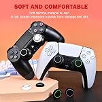DLseego 4PCS Thumb Grips Caps for Xbox One X S PS5 PS4 PS3 PlayStation DualSense Switch Pro Wireless Controller Steam Deck, Soft Silicone Anti-Slip Button Cap Joystick Cover - Black 1