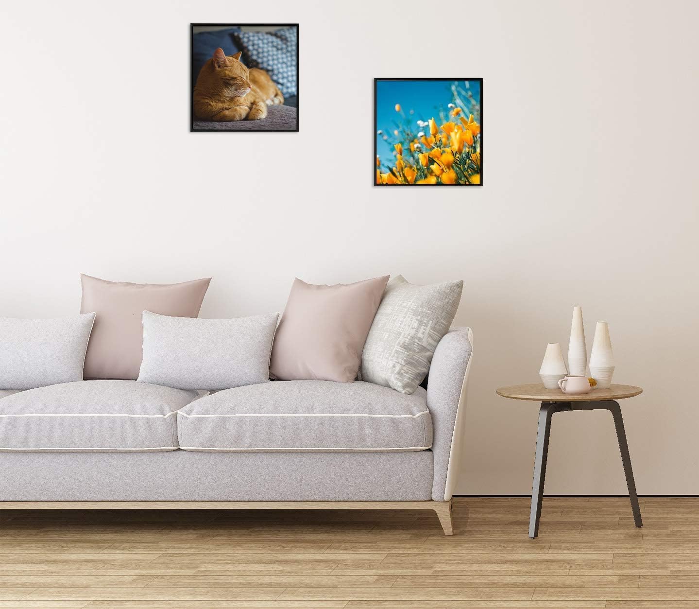 Golden State Art - 12x12 Metal Picture Frames with Mat for 8x8 Square Photo - Set of 4-12 x 12 Aluminum Photo Frame with Real Glass - Gallery Wall Decor Display - Classic Black