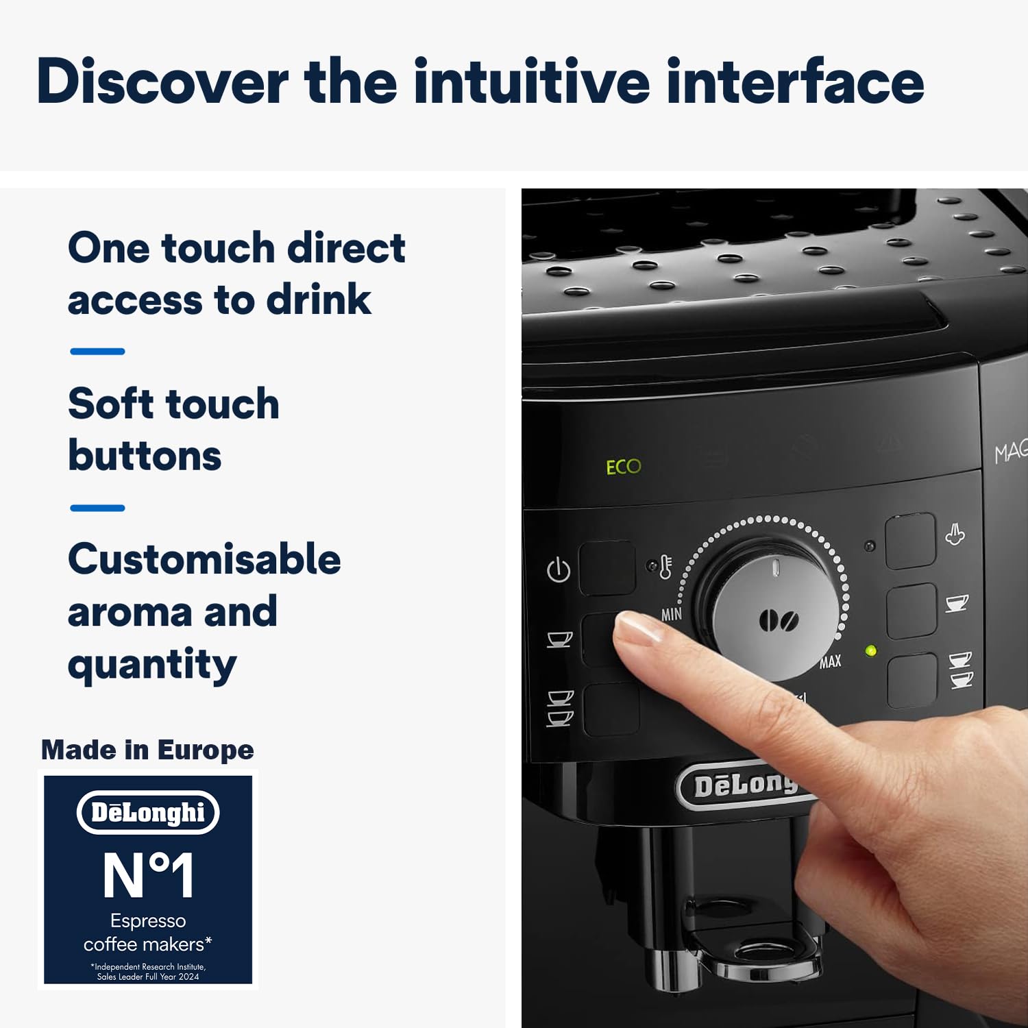 De'Longhi Perfetto Magnifica S ECAM11.112.B, Macchina da Caffè Automatica per Espresso e Cappuccino, Caffè in Chicchi o in Polvere, con Tasti a Selezione Diretta, Spegnimento Automatico, Nero