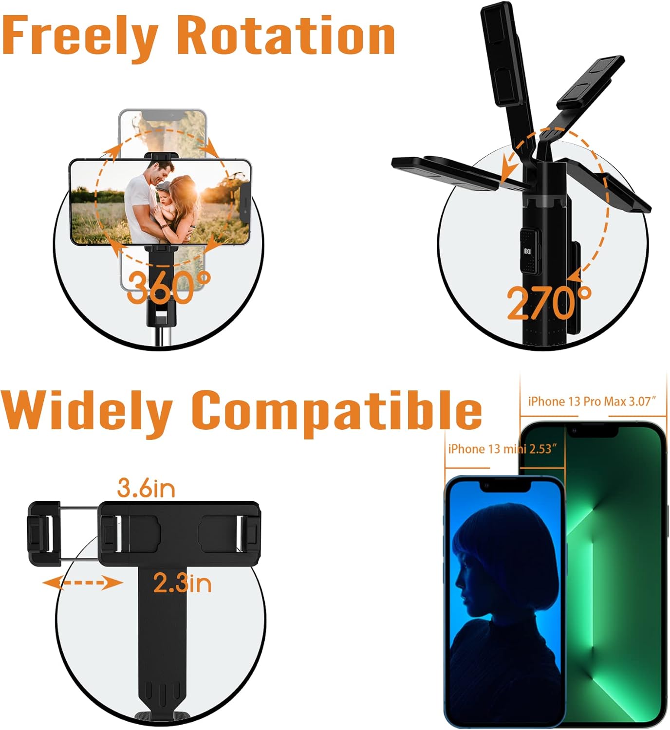 Elilier Selfie Stick Tripod 40" Extendable, Phone Tripod with Bluetooth Remote Shutter, Compact & Lightweight Mini Tripod, Compatible with iPhone 13 Pro Max/12/11, Samsung Galaxy S22/S21, More