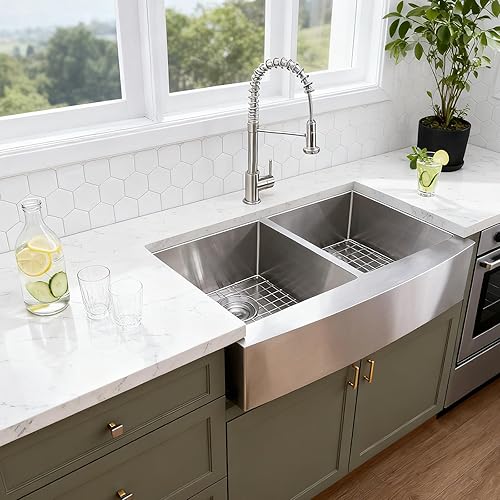 Miniatura 76 de SHACO Fregadero de cocina negro de 21 pulgadas, 21 x 20 pulgadas, montaje superior negro plomizo de acero inoxidable calibre 16, estación de trabajo