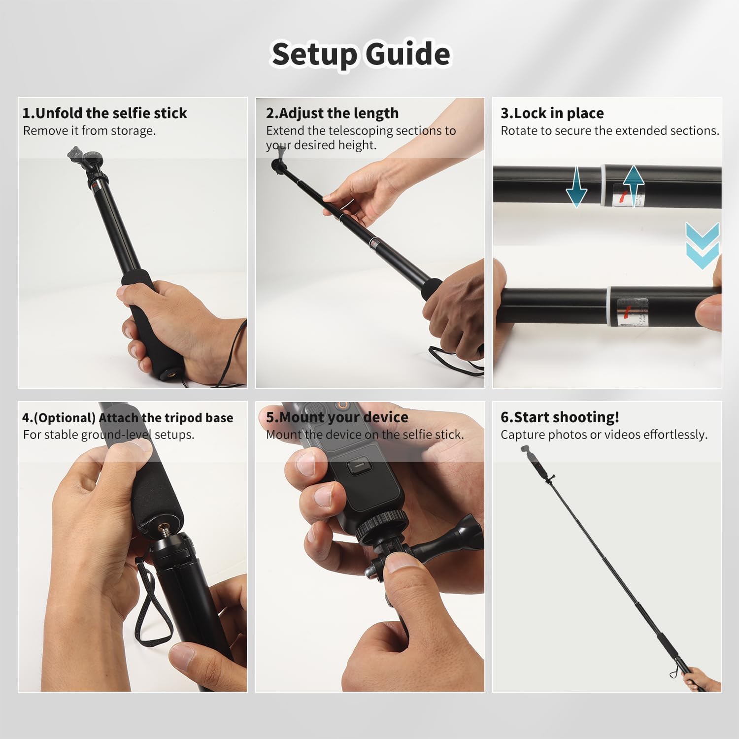 36 inch Retractable Selfie Stick+Tripod Mount for DJI Osmo Pocket 4/3 & Osmo 360, Extension Rod+Tripod Kit+Phone Holder,for OSMO Accessories