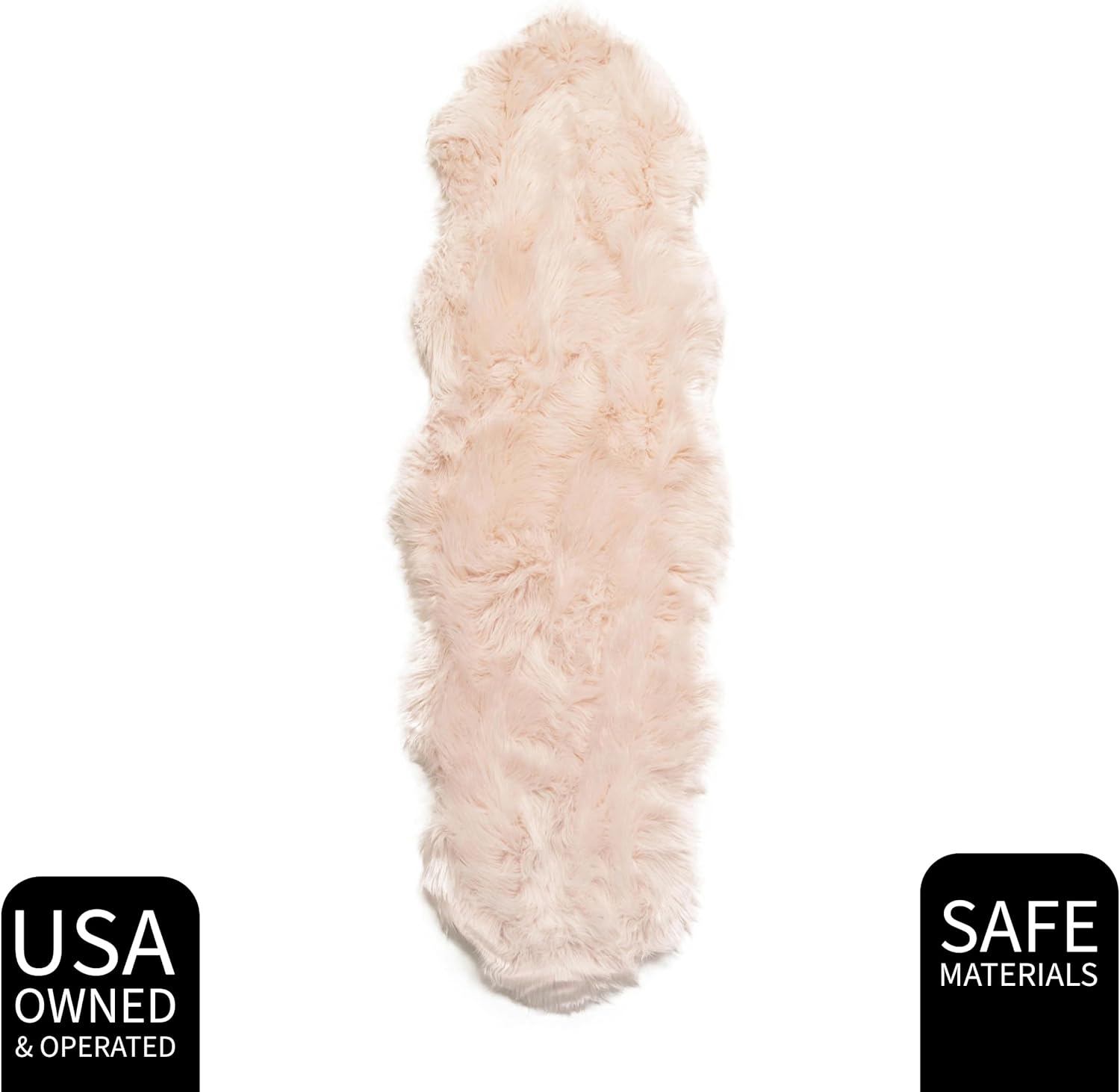 Super Area Rugs Ultra Soft & Fluffy Faux Sheepskin Rug, Light Pink 2 x 6 Feet Sheepskin Carpet for Bedroom Living Room