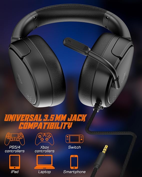 NUBWO HG04L Gaming Headset for PS5/PS4, Xbox Series X|S, Switch - Black | 40mm Speakers, Clear Unidirectional Mic, 250g Lightweight, Soft Memory Earmuffs, 3.5mm Jack for Gaming & Work