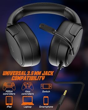 NUBWO HG04L Gaming Headset for PS5/PS4, Xbox Series X|S, Switch - Black | 40mm Speakers, Clear Unidirectional Mic, 250g Lightweight, Soft Memory Earmuffs, 3.5mm Jack for Gaming & Work