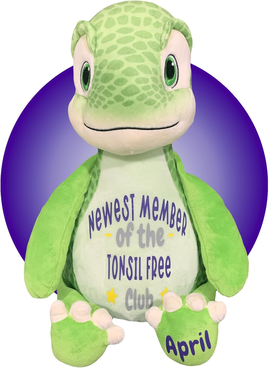 Tonsils Out Gift for Children - Personalized Stuffed Dinosaur for Tonsillectomy - Tonsillectomy Recovery Kids - Get Well Soon Gift for Kids After Tonsil Surgery
