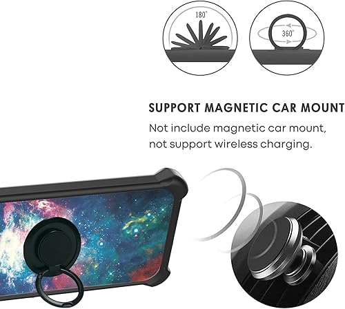 Miniatura 4 de Funda para Honor X50 compatible con Honor X50 con protector de pantalla de vidrio templado, soporte de anillo, efecto luminoso, YGH-YH