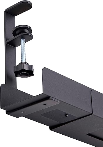 Miniatura 6 de StarTech.com Bandeja de gestión de cables debajo del escritorio, longitud ajustable, instalación con abrazadera, no requiere perforación, negro