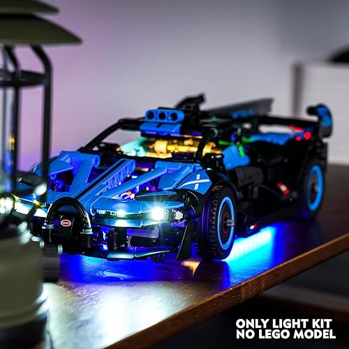 Miniatura 4 de VONADO Kit de luz LED compatible con Lego Bugatti Bolide Agile Blue, iluminación de bricolaje para Lego 42162 Juego de construcción - Luces Bugatti