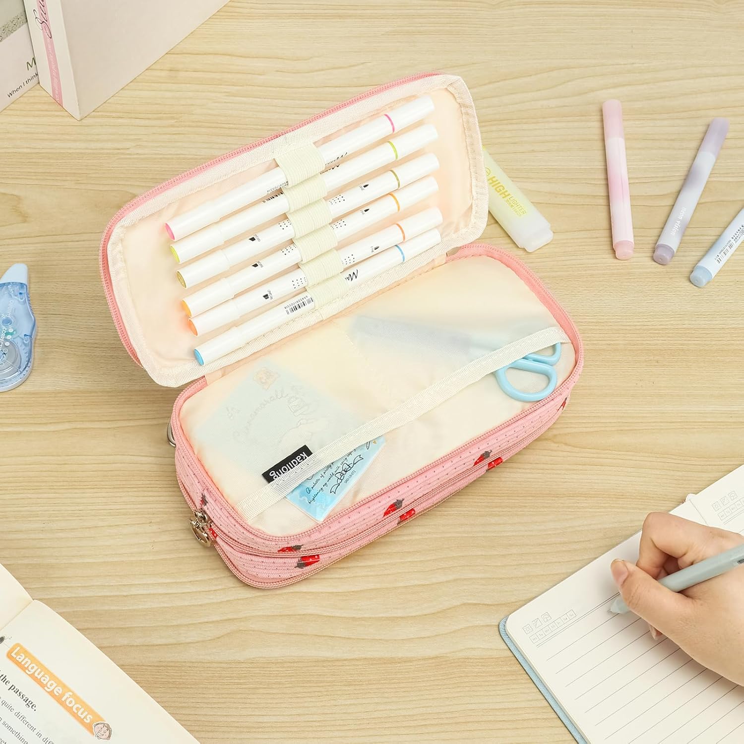 Pencil Case Large Capacity Pencil Pouch Pen Bag Office Stationery Organizer Multifunctional Pencil Bag for Teen Girls and Women - Image 2