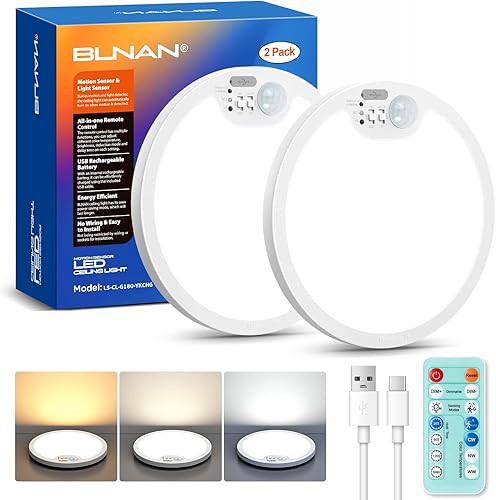 Miniatura 10 de BLNAN Lámpara de techo LED de montaje empotrado, 12 pulgadas, 24 W, 5000 K, luz diurna moderna redonda blanca con cable, lámpara ultrafina de perfil