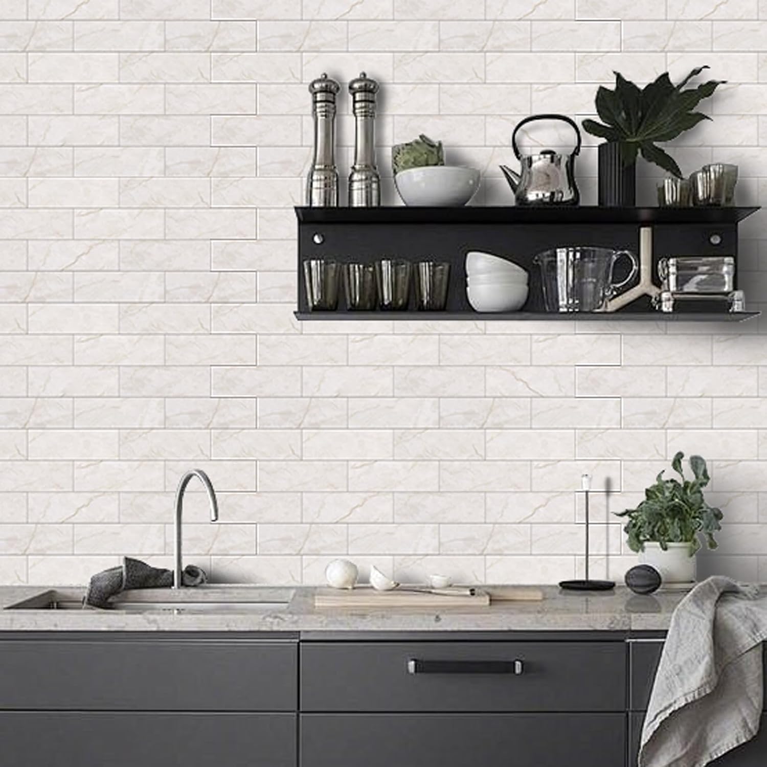Tilingview 30 PCS Peel and Stick Backsplash Tile for Kitchen/Bathroom/Living Room, 3"x 9" Self-Adhesive Subway Tile for Backsplash, Matte Glazed/Handmade Tiles (Beige Yellow)