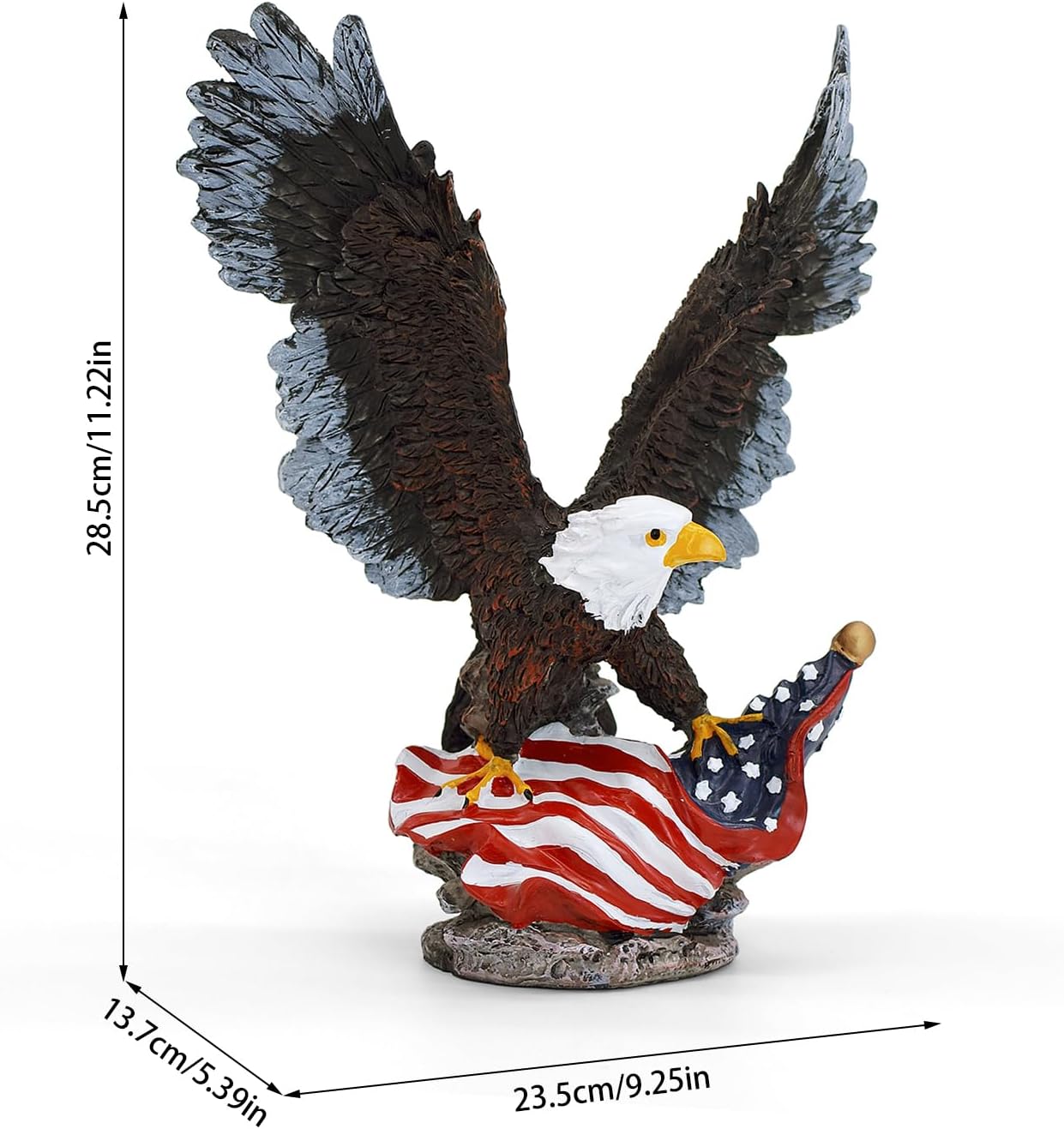 11.2 Inch Bald Eagle with American Flag Statue image 2