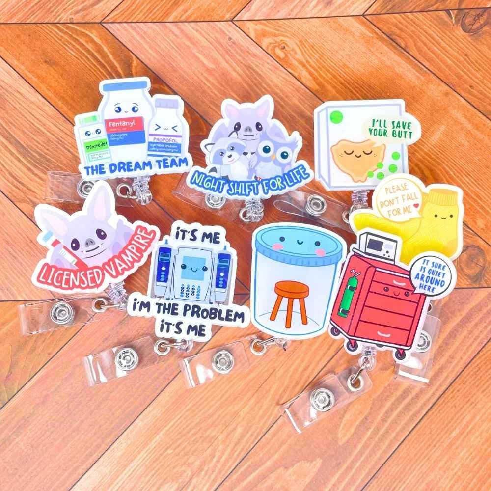 8PC Funny & Cute Nurse Badge Reel Holder – Retractable ID Clip For Medical Staff With Playful Designs - View #10