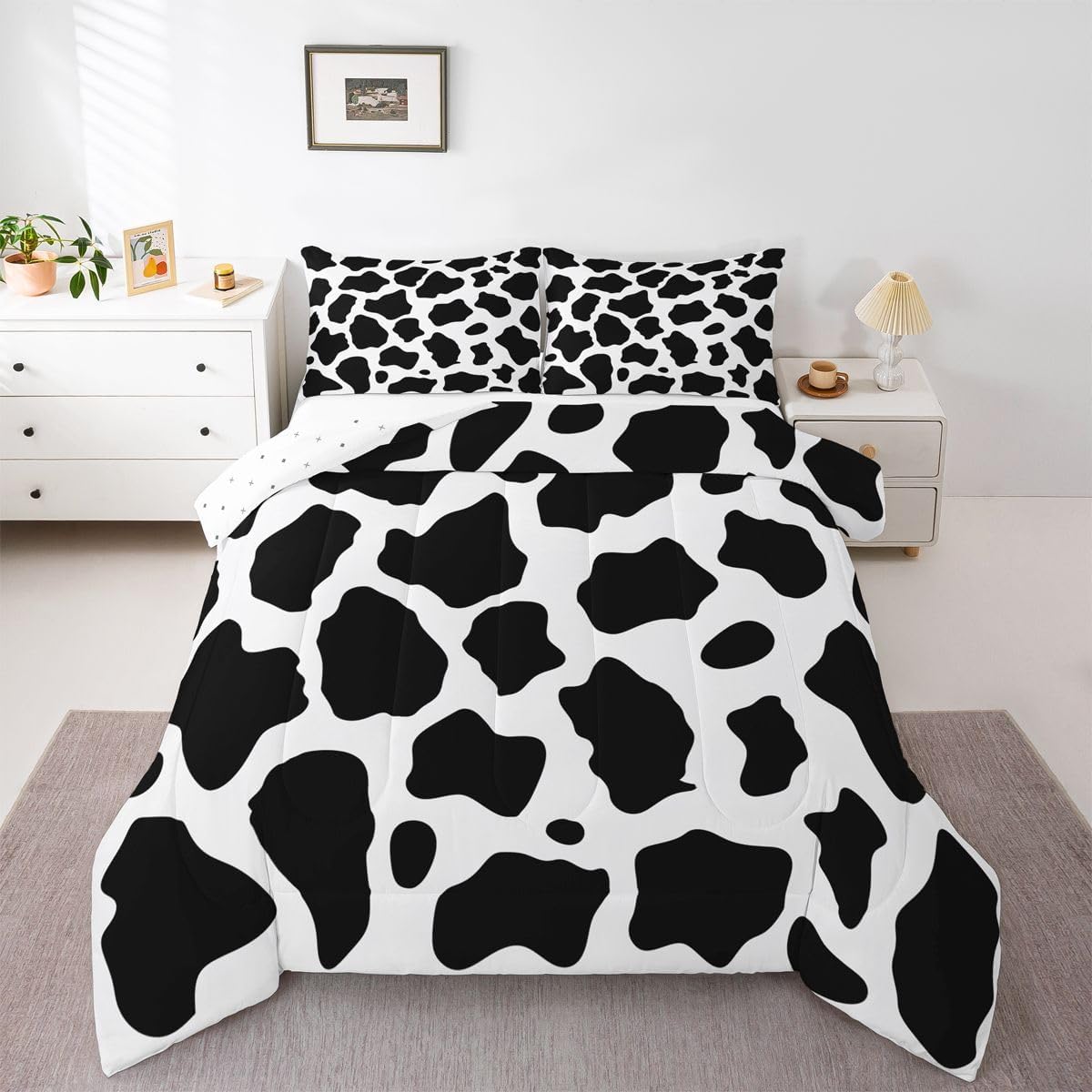 jejeloiu Leopard Kids Comforter Set Queen Size Glitter Pattern Bedding Set Animal Skin Duvet Quilt for Kids Boys Girls Bedroom Decor Microfiber Ultra Soft Breathable