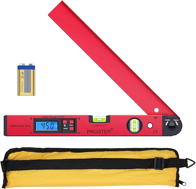 Digital Angle Finder 0-225° Digital Protractor with Battery And Pouch 400mm/16 inch Angle Ruler with Spirit Levels And Backlit LCD Digital Inclinometer Angle Measuring Tool for Roofing Engineering