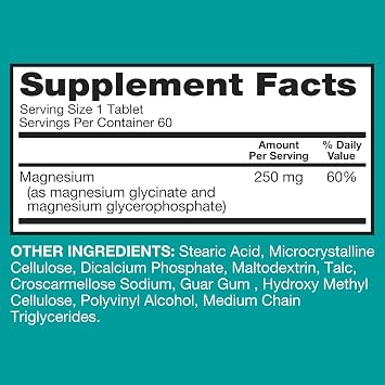 Qunol Ultra Magnesium Glycinate Complex 250mg, Vegetarian, Gluten-Free 60ct | Superior-Absorption One Pill Dose; Support Nerve, Bone & Muscle Health, Cognitive Performance, Healthy Stress Response