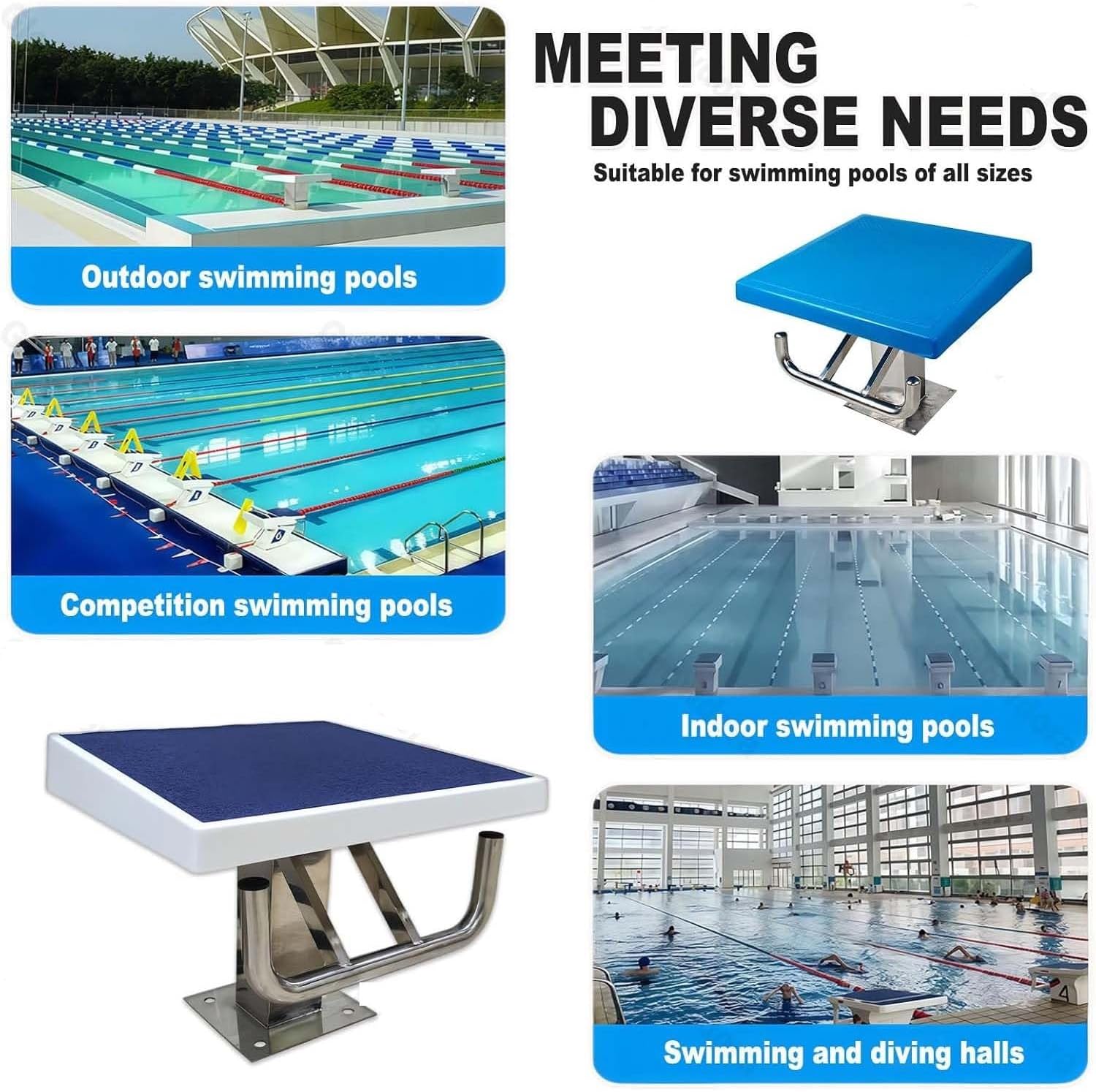 Pool Diving Platform, Diving Starting Block with Stainless Steel Base, Inclined At 15° Diving Board Platform Measures 19.7 X 19.7 Inches (50 X 50 Cm), for Swimming Pools(Upgrade)