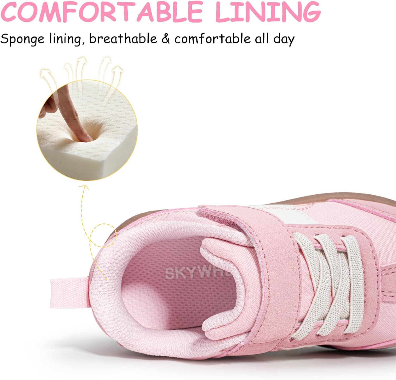 SKYWHEEL Toddler Girl Shoes Casual Sneakers Tennis Shoes for Everyday Wear