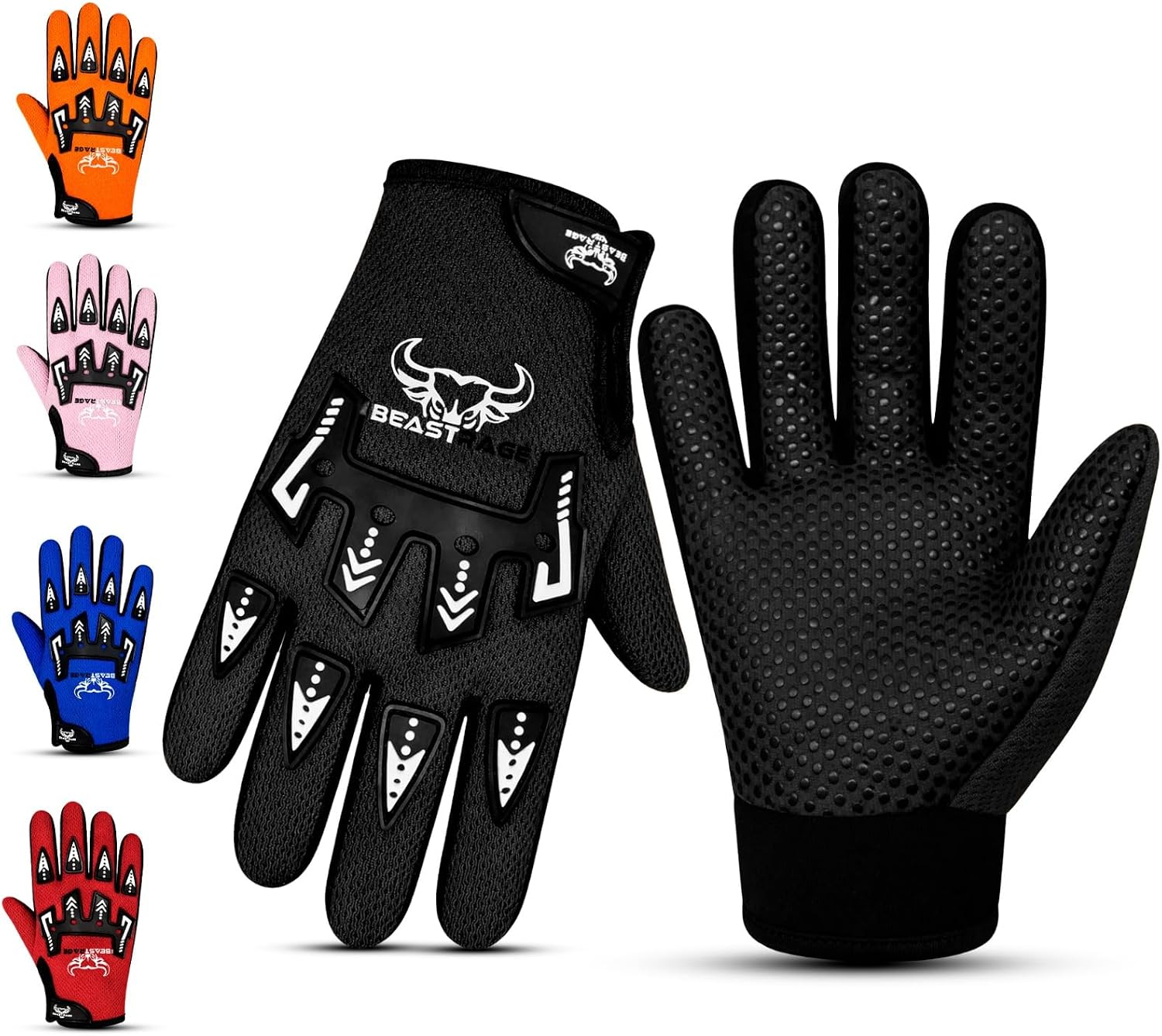 BEAST RAGE Youth Motocross Gloves – Motocross & BMX for Dirt Bike & Riders | Boys &Girls Gear | Non-Slip Grip, Breathable Lightweight for Youth Training Cycling Gloves