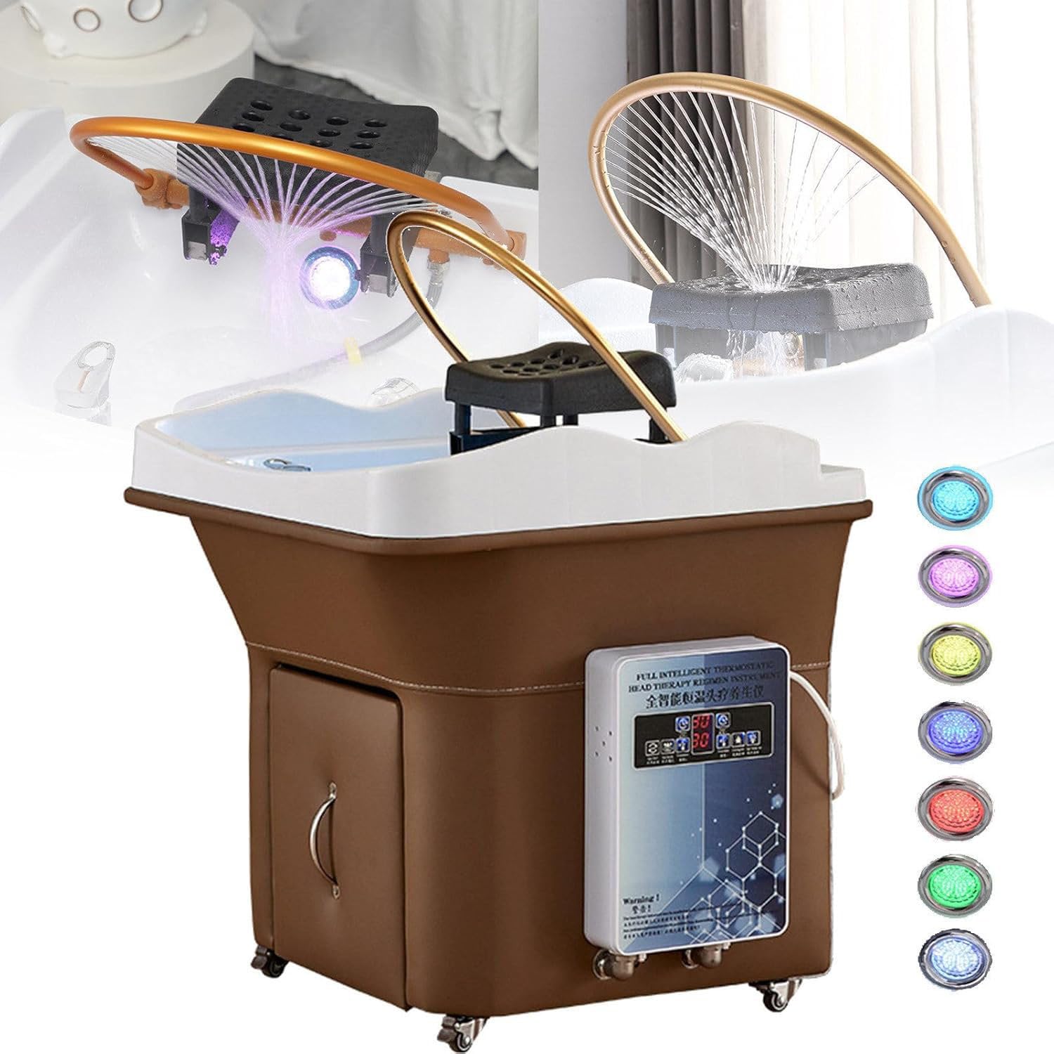 Portable Head Spa Sink with Thermostatic Water Circulation, 60L Tank for Enhanced Shampoo Experience at Home or Salon