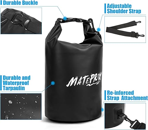 Miniatura 2 de MATEPROX Bolsa seca impermeable para hombre y mujer, bolsas de playa flotantes de 5 litros para kayak, barco, pesca, rafting y campamento con bolsa