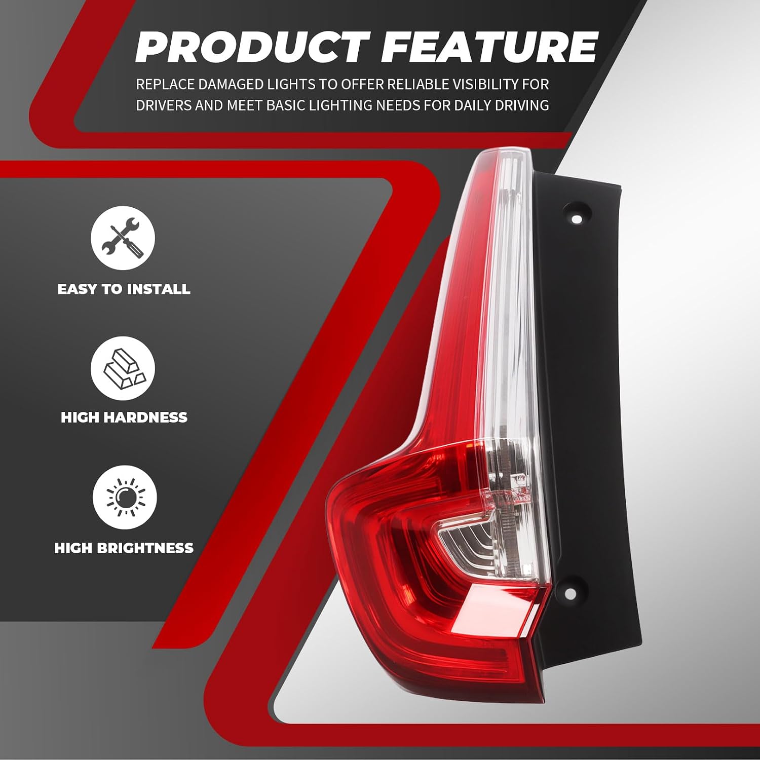 Nakkaa Tail Lights Assembly Outer Left Side Compatible with CR-V CRV 2017-2019 Driver Rear Brake Lamp HO2804113 33550TLAA01 33550-TLA-A01 (Left)