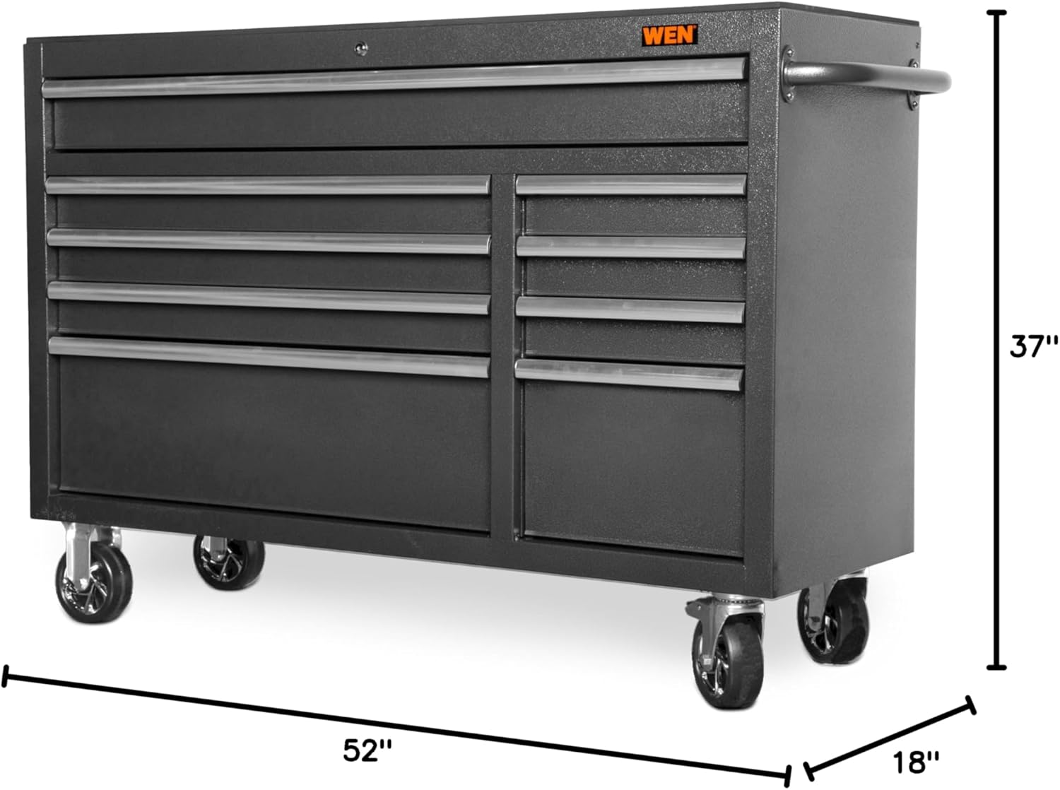 Wen 52-Inch Premium Rolling Tool Cabinet, Black, Heavy Duty 21-Gauge Powder-Coated Steel Construction, for Garage and Workshop (GG532B) 52-Inch Bottom