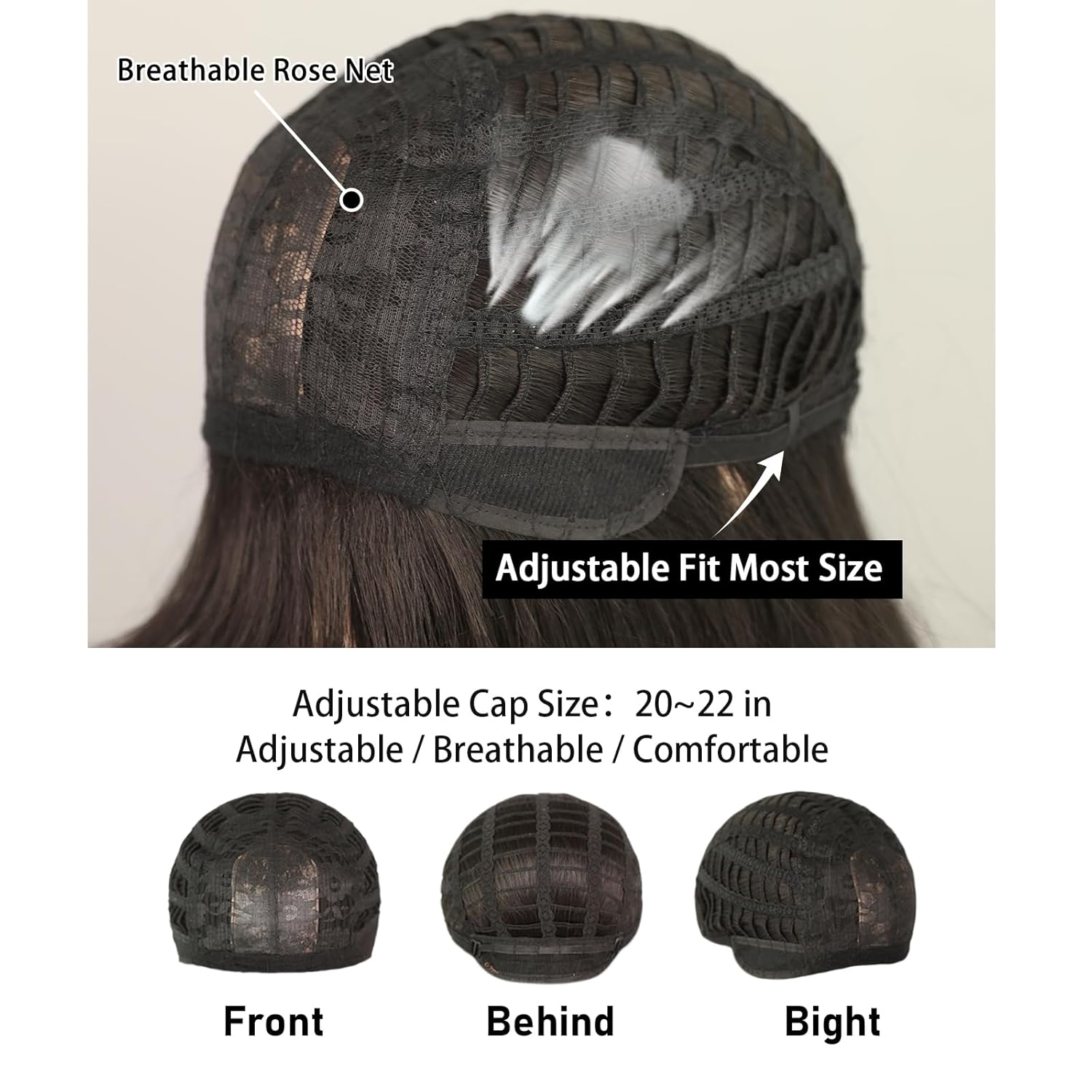 PARK YUN Long Black Straight Wigs for Women 24 inch Glueless Realistic Synthetic Wig with Bangs Heat Resistant Natural Layered Wig for Girls Daily Party Cosplay - Image 4