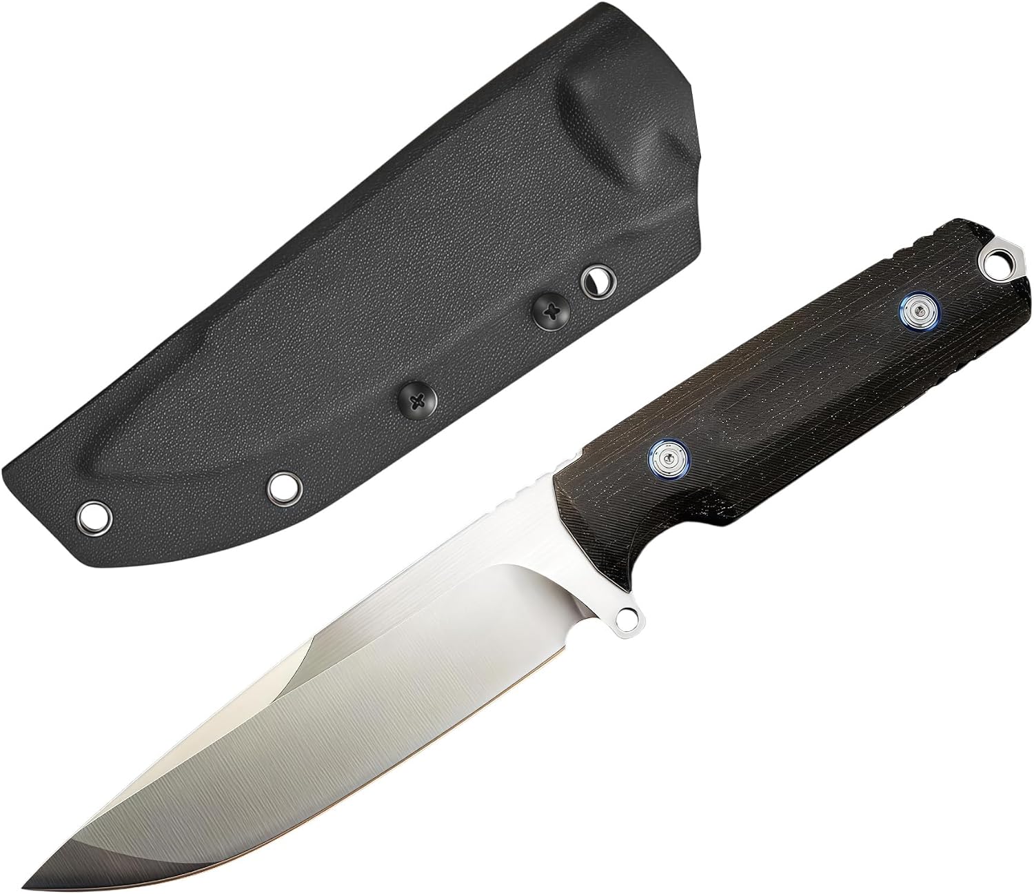 Camping Gear, Hunting Knives, DC53 Tool Steel(60-62 HRC), Full Tang Knife, Black Micarta Handle(Linen Texture), Kydex Sheath, Fixed Blade Knife For Outdoor Survival And Bushcraft Activities, Men Gift
