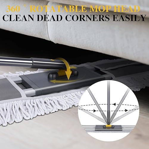 Miniatura 4 de Masthome Trapeador comercial de 36 pulgadas, trapeador industrial resistente con 3 almohadillas de microfibra, trapeador grande ajustable de 60