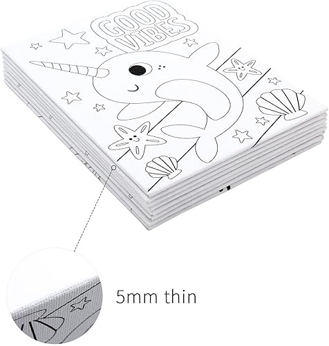 Miniatura 7 de Juego de 8 lienzos predibujados de 5 x 7 pulgadas, pintura por números para niños, 48 pinturas, 8 pinceles, 2 caballetes, kit de pintura al óleo