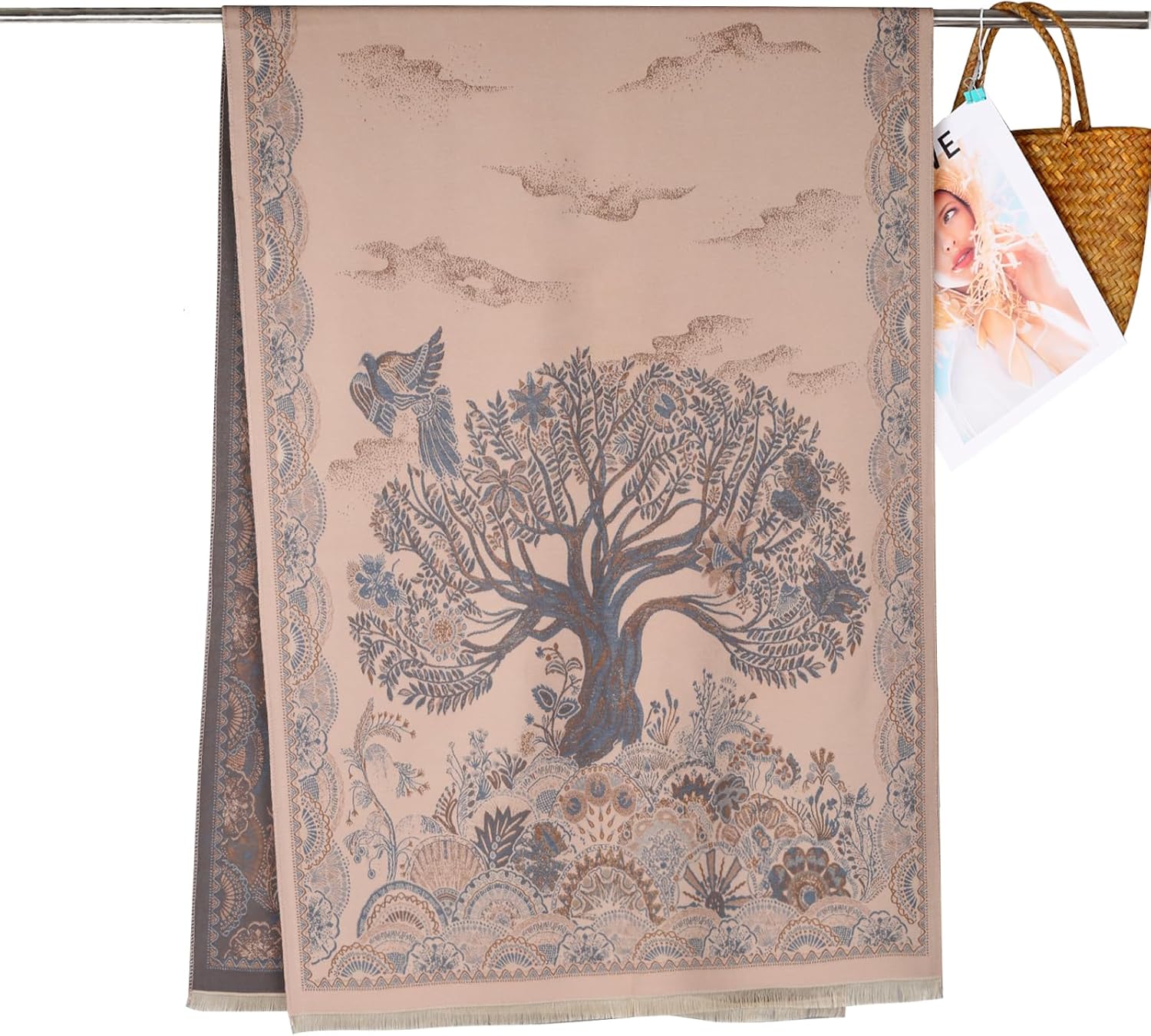 EXTREE Scarfs for Women Pashmina Silky Shawl Wrap for Evening Dressing Blanket Open Front Poncho Cape