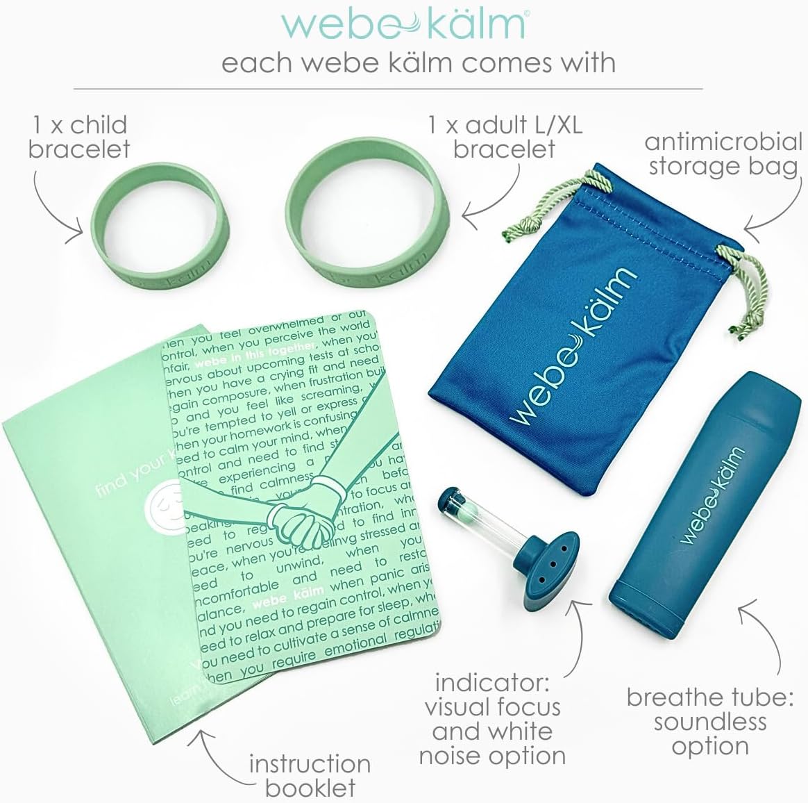Product Title: webe kälm: Sensory tool for calming with slow exhalation, visual focus, and auditory regulation. Supports mindfulness, stress relief, bedtime, and anxiety. (Blue)