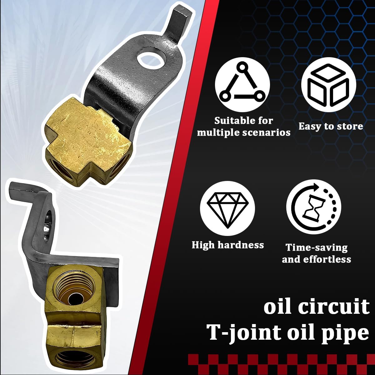 Car 3-Way Brake Line Tee for 3/16" Tube, Brass Vehicle Brake Line Fitting with Mounting Bracket, 3/8"-24 Thread Auto Brakeline Adapter Tee Prevent Leakage, Fits Most Vehicles