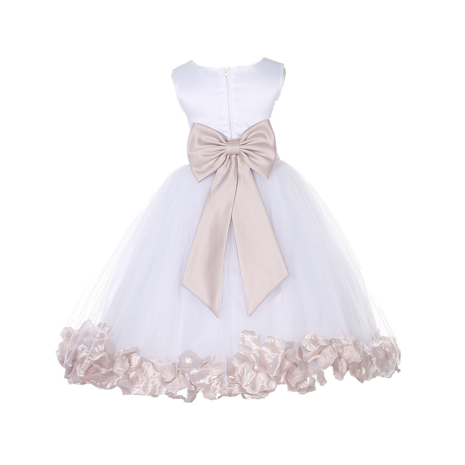 White Tulle Rose Petals Flower Girl Dress Tulle Dress Christening Dress 302T 10
