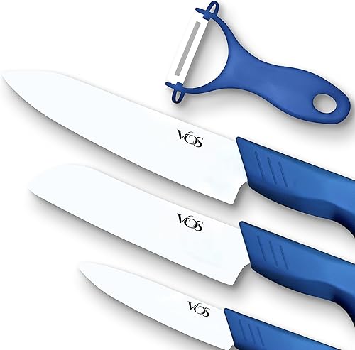 Vista 13 de Vos Cuchillo de cerámica con pelador, juego de cuchillos para cocina, juego de cuchillos de cocina ultra afilados con fundas, 4" 5" 6" 7" 8