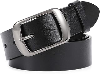 WHIPPY Women Leather Belts for Jeans Pants Fashion Dress Belt for Women with Solid Pin Buckle