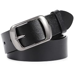 WHIPPY Women Leather Belts for Jeans Pants Fashion Dress Belt for Women with Solid Pin Buckle