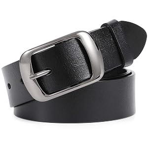 WHIPPY Women Leather Belts for Jeans Pants Fashion Dress Belt for Women with Solid Pin Buckle
