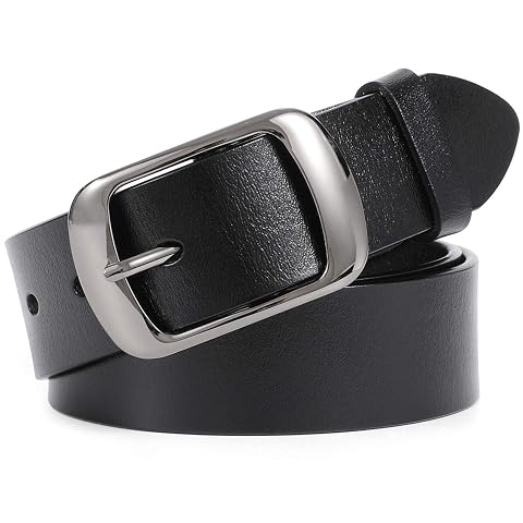 WHIPPY Women Leather Belts for Jeans Pants Fashion Dress Belt for Women with Solid Pin Buckle