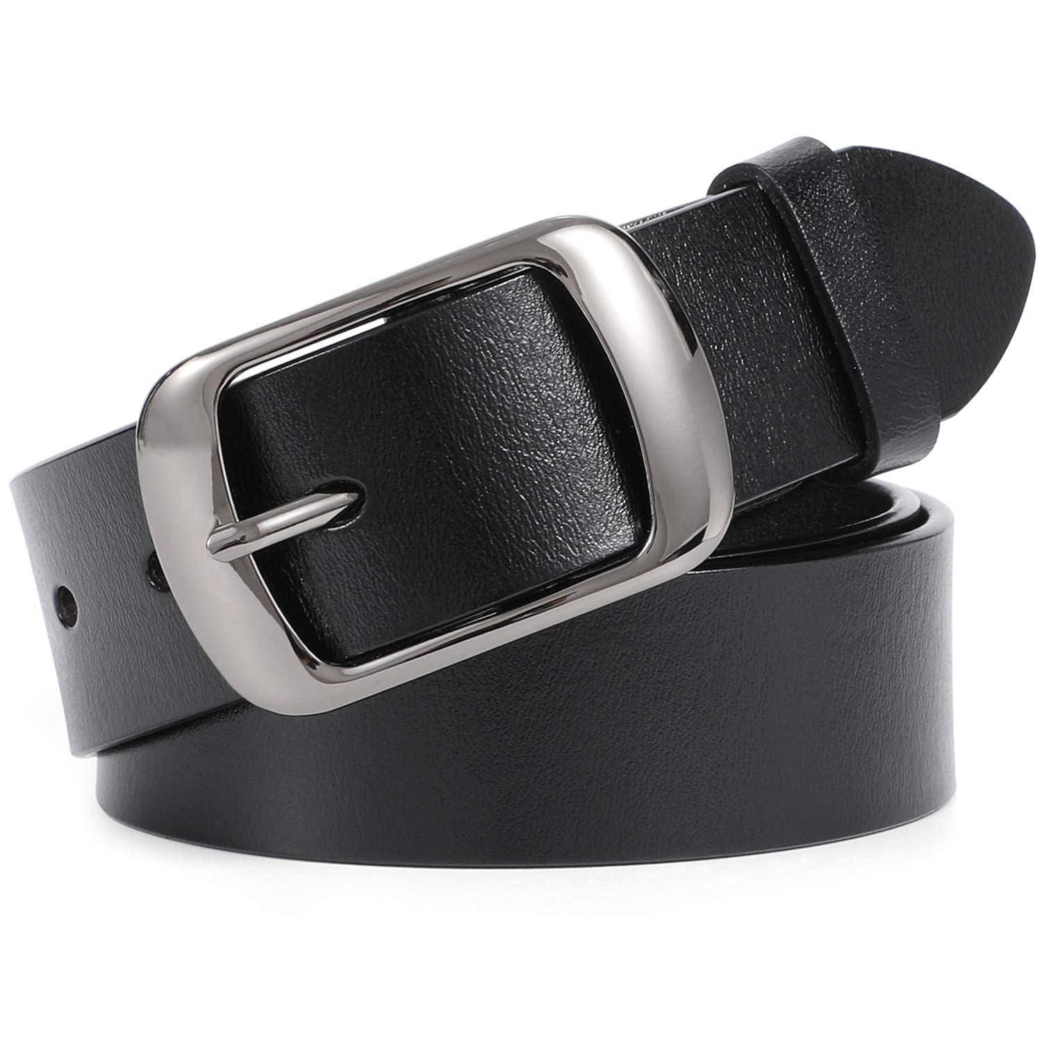 Women Leather Belts for Jeans Pants Fashion Dress Belt for Women with Solid Pin Buckle