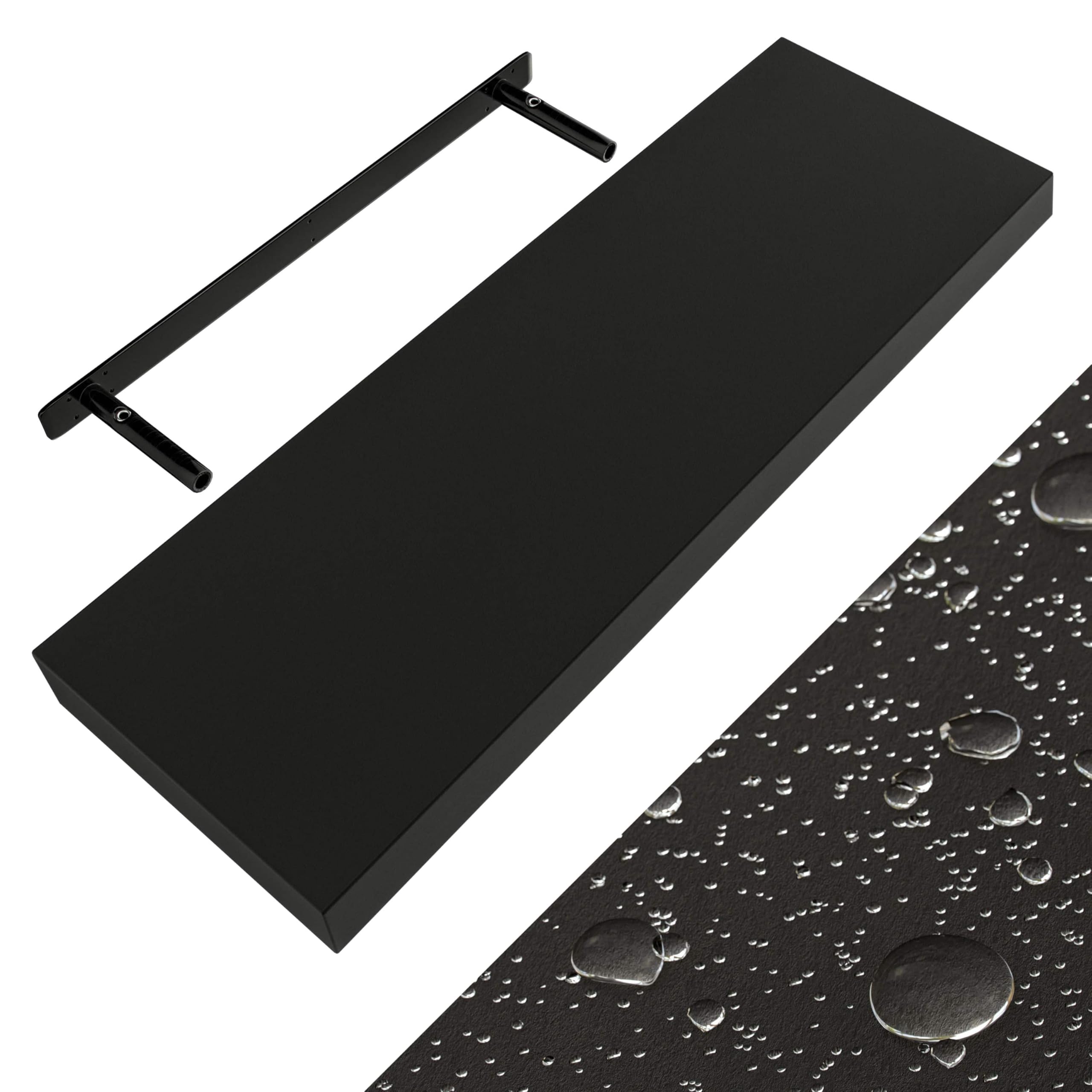 Étagère murale flottante noire 70 cm Casaria en MDF robuste avec fixation