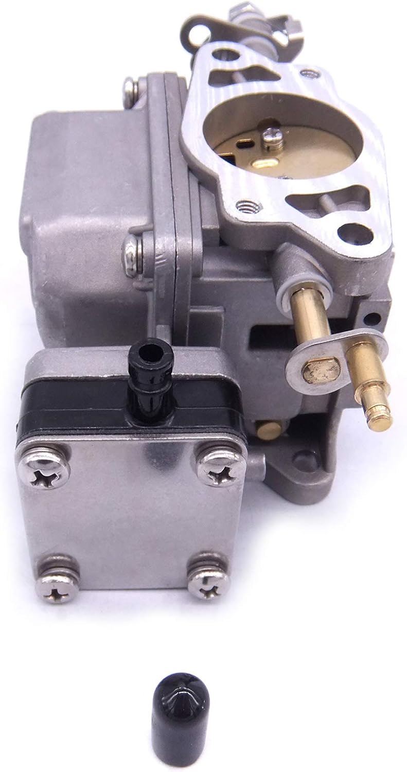 Boat Engine 6L2-14302-11 Carburetor Carb Assy for Yamaha Outboard Motor 25HP 2-Stroke, The pump Outlet is Open, Good fuel flow to the upper 6L2-14301 carburetor