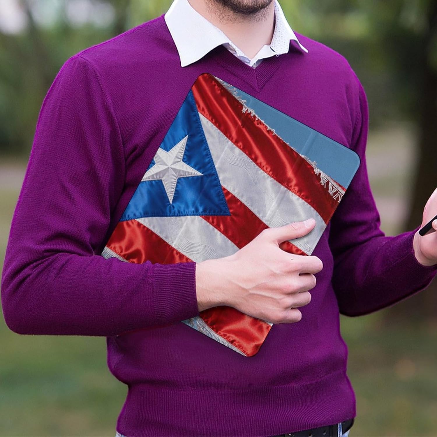 Puerto Rico Flag 12.9 in Trifold for iPad Case with Pencil Holder image 5
