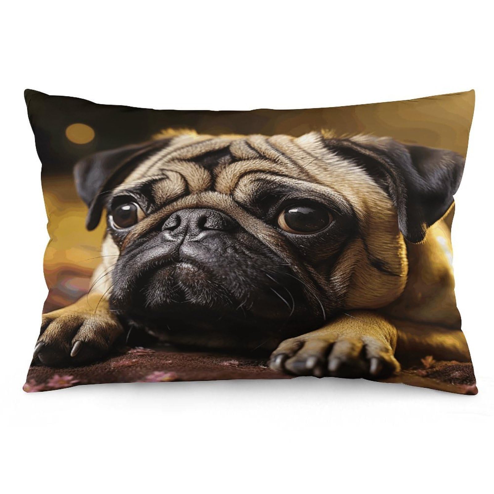 asbwuo Rectangular Decorative Throw Pillow Cover Soft Cushion Cover Cry Pug Queen Pillow Cases for Couch Sofa Living Room Bed