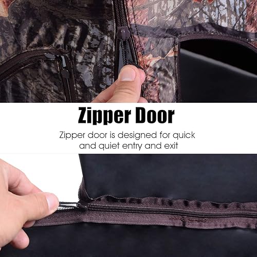 Miniatura 8 de Tangkula Persiana desplegable para 3 personas, persiana portátil de caza con ventanas de malla, bolsa de transporte y estacas de tierra, tienda de