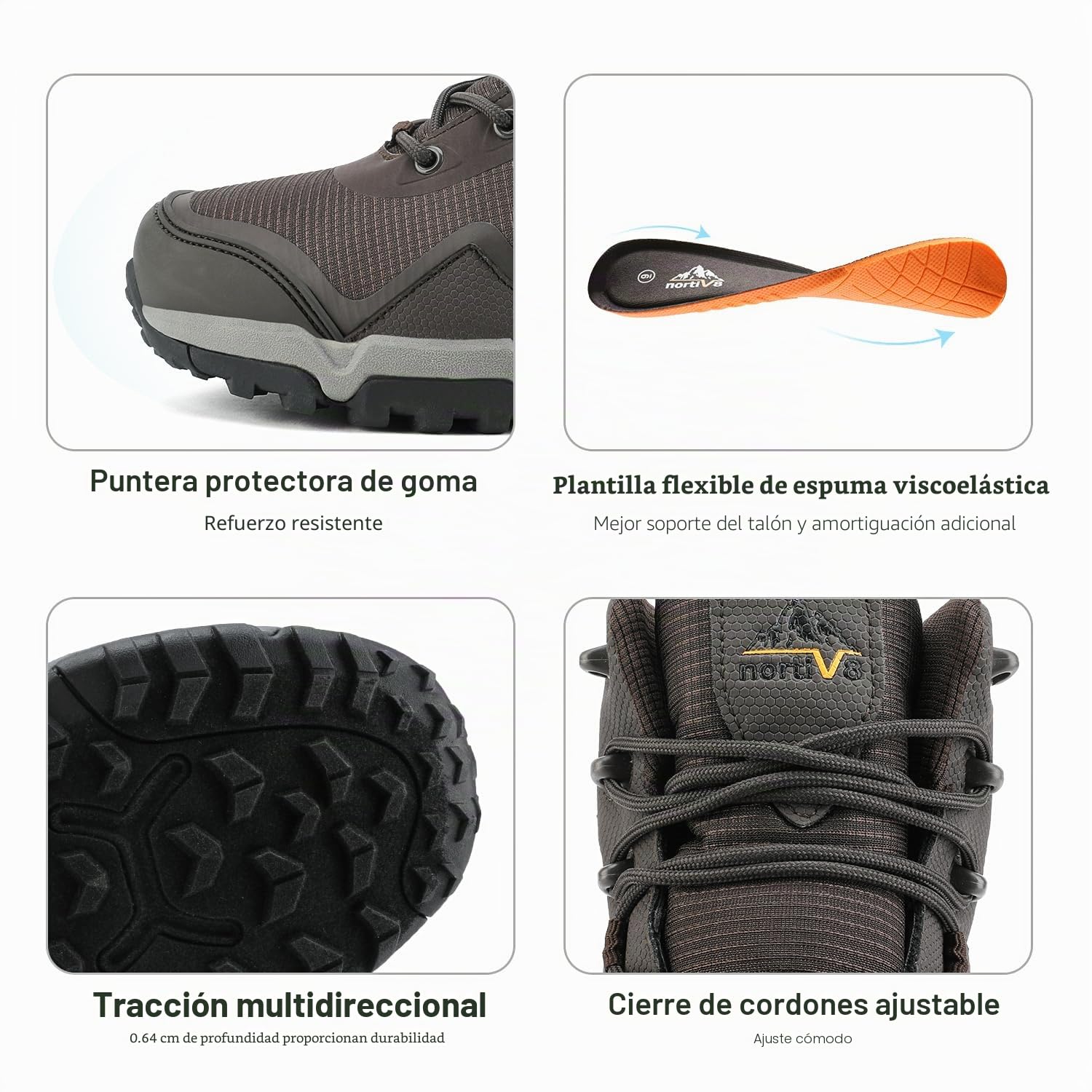 NORTIV 8 Botas de senderismo impermeables para hombre, ligeras, para senderismo, montañismo, camping