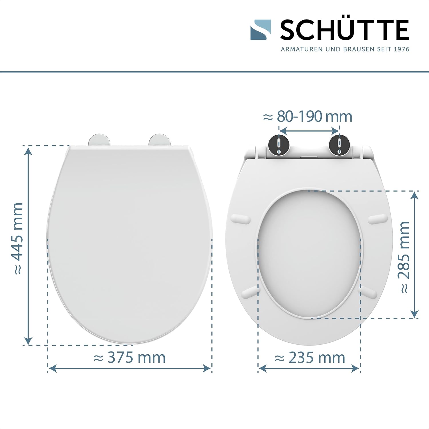 Toilet seat with soft-close mechanism, thermoplastic, removable toilet lid made of shatter-proof material, easy DIY installation thanks to mounting template, toilet lid and seat... – Bild 2